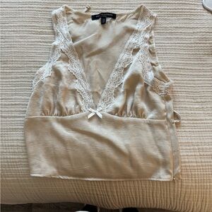 One Clothing Cream Asymmetrical Sleeveless Blouse